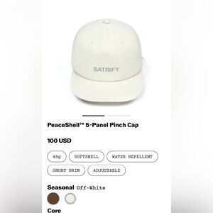 NWT Satisfy Off-White 5-Panel Pinch Cap
